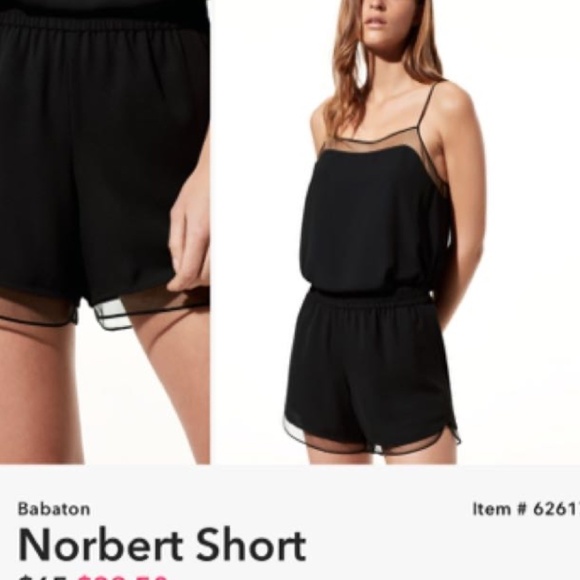 Aritzia Babaton Norbert Shorts Mesh Lace trim Mid low rise Black Size XXS - Picture 9 of 12